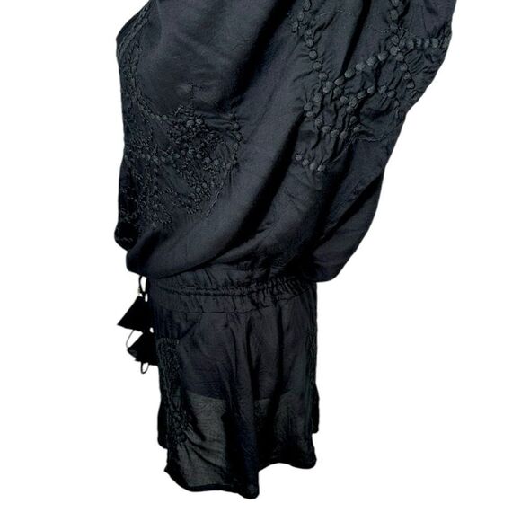 Vix Paula Hermanny Black Embroidered Dolman Tunic Caftan Coverup - Picture 6 of 15